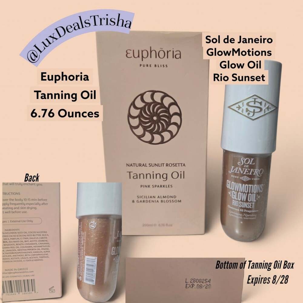 Body Oil Bundle: Euphoria Pink Sparkles & Sol de Janeiro GlowMotions Rio Sunset-